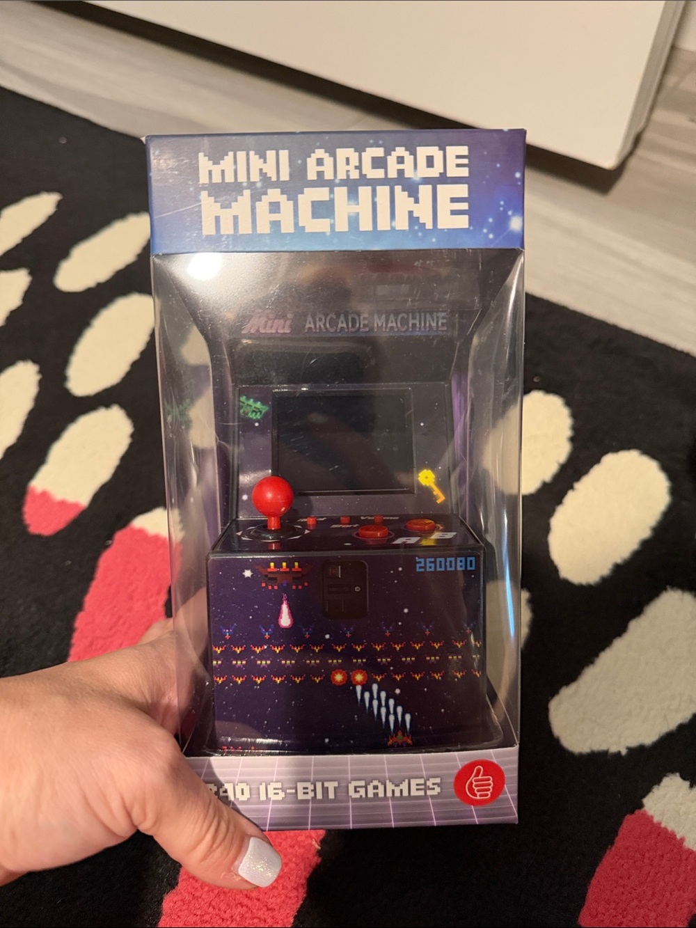 Retro Mini Arcade Machine Handheld Console - Black with Red Joystick